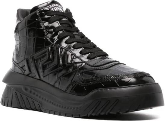 Versace Greca Odissea leather high-top sneakers Black