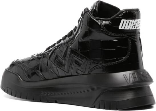 Versace Greca Odissea leather high-top sneakers Black