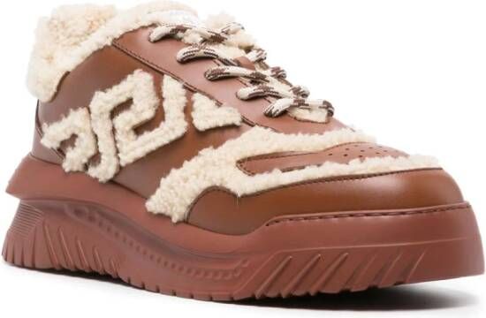 Versace Greca Odissea shearling sneakers Brown