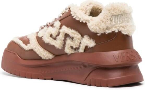 Versace Greca Odissea shearling sneakers Brown