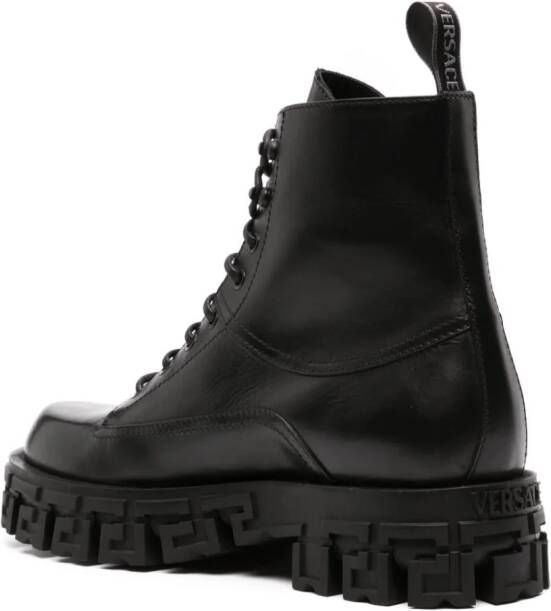 Versace Greca Portico leather boots Black
