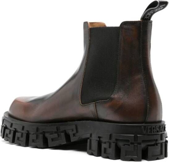 Versace Greca Portico leather Chelsea boots Brown
