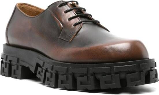 Versace Greca Portico leather derby shoes Brown