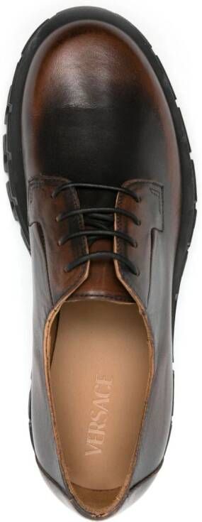 Versace Greca Portico leather derby shoes Brown