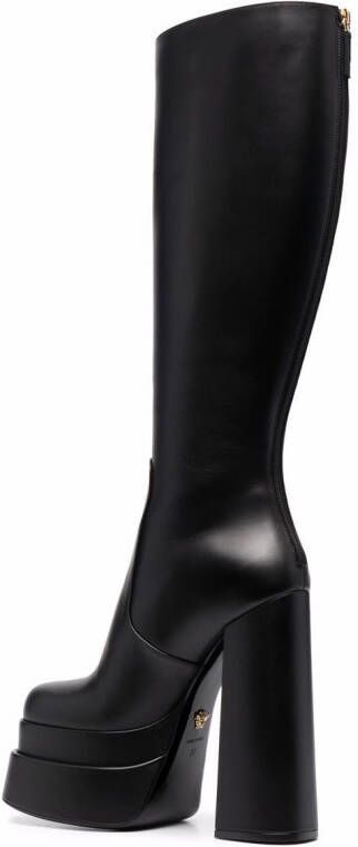 Versace high-heel leather boots Black