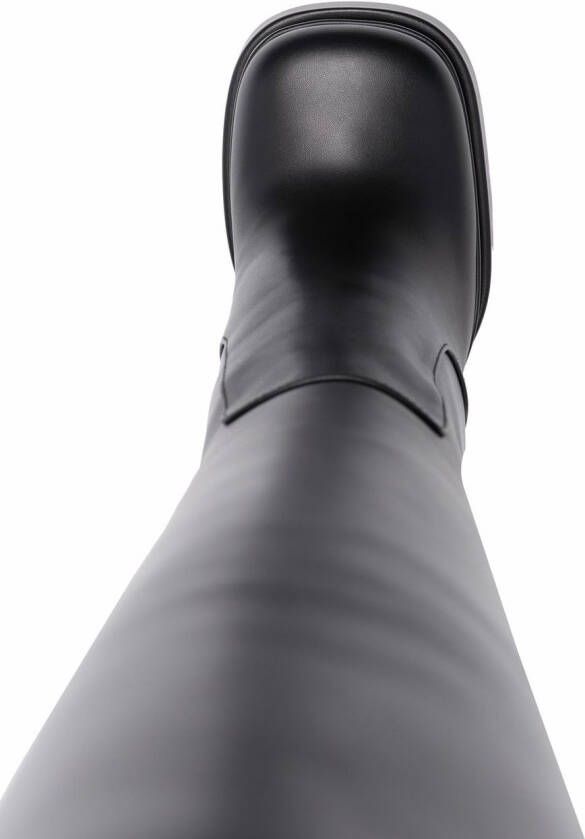 Versace high-heel leather boots Black