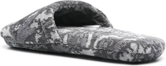 Versace jacquard cotton-blend slippers Grey