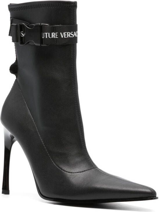Versace Jeans Couture 105mm branded-strap ankle boots Black
