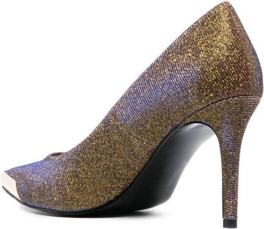 Versace Jeans Couture 90mm contrast-toe glittered pumps Gold