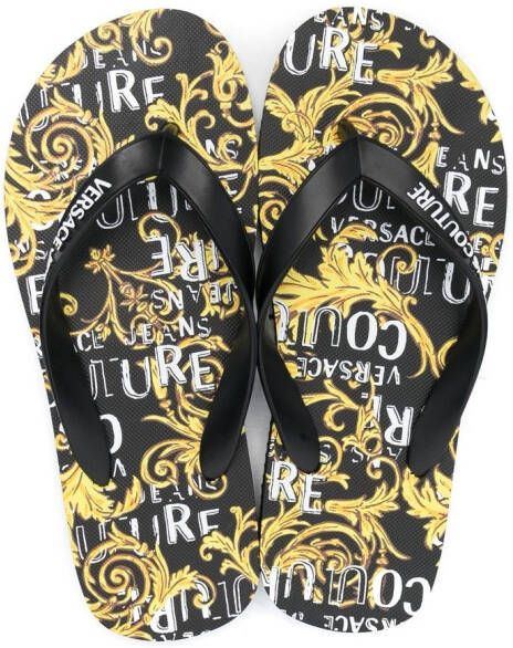 Versace Jeans Couture 'Barocco' print flip flops Black