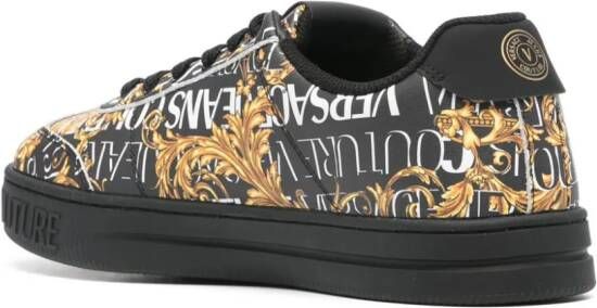 Versace Jeans Couture Barocco-print leather sneakers Black