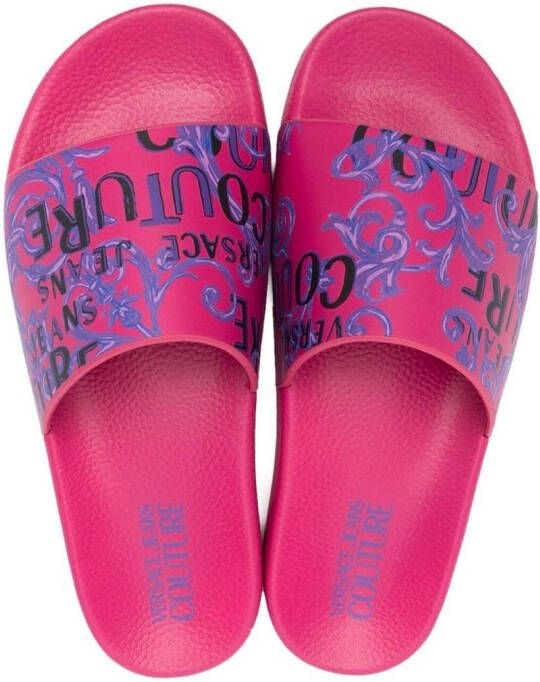 Versace Jeans Couture 'Barocco' print slides Pink