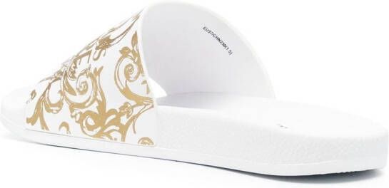 Versace Jeans Couture 'Barocco' print slides White