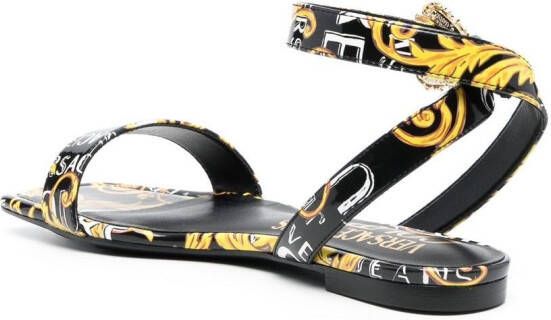 Versace Jeans Couture Barocco-print strappy sandals Black