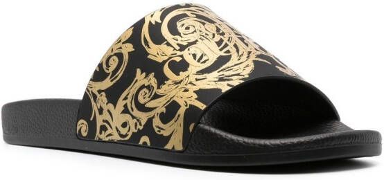 Versace Jeans Couture Baroccoflage printed 20mm slides Black