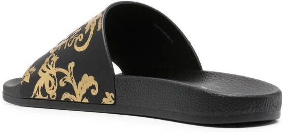 Versace Jeans Couture Baroccoflage printed 20mm slides Black