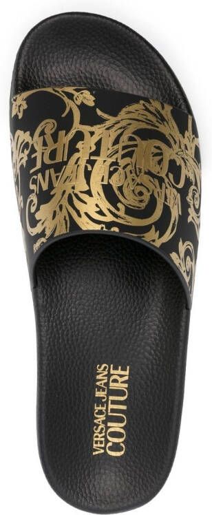 Versace Jeans Couture Baroccoflage printed 20mm slides Black