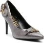 Versace Jeans Couture Baroque-buckle 90mm metallic pumps Silver - Thumbnail 2