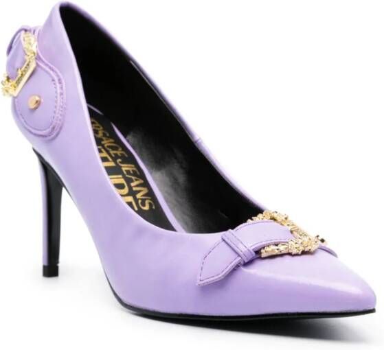Versace Jeans Couture Baroque-buckle 90mm stiletto pumps Purple
