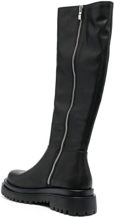 Versace Jeans Couture baroque-buckle knee-high boots Black