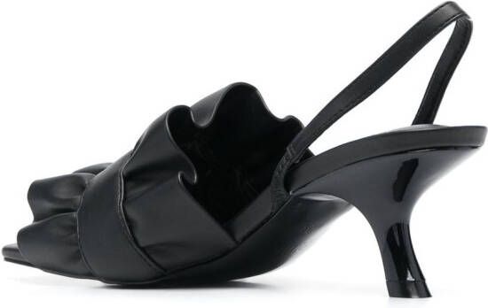 Versace Jeans Couture Baroque-buckle ruffled sandals Black