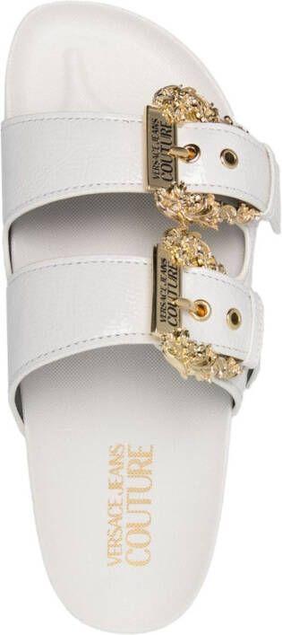 Versace Jeans Couture Baroque-buckle slides White