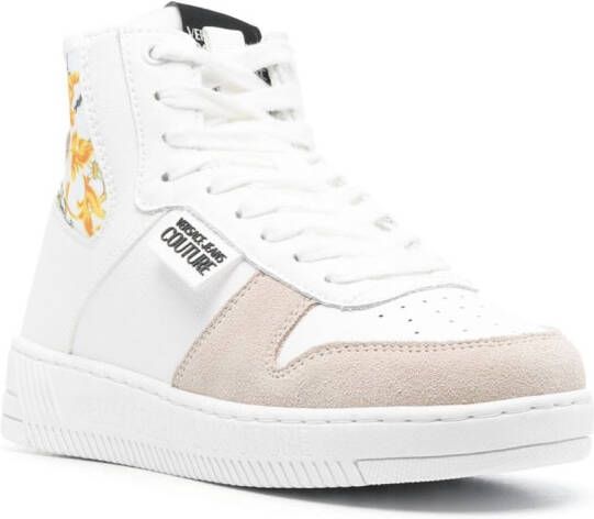 Versace Jeans Couture baroque-panel high-top sneakers White