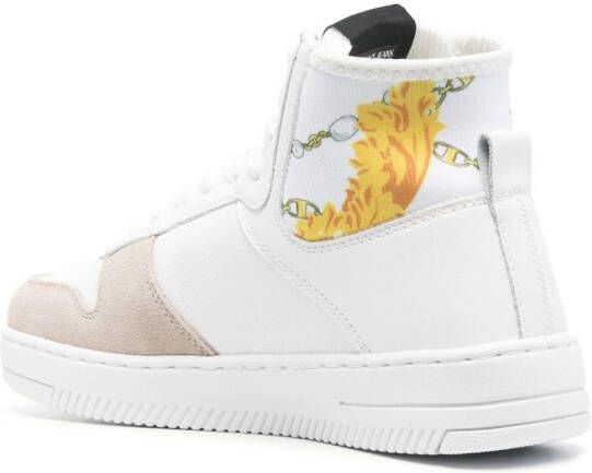 Versace Jeans Couture baroque-panel high-top sneakers White