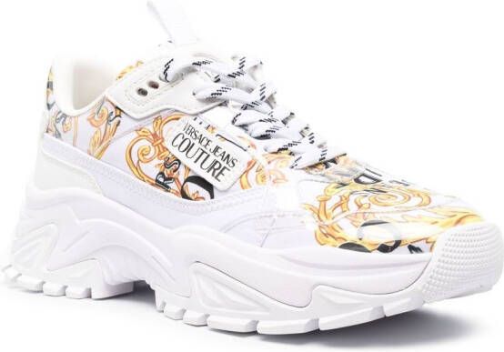 Versace Jeans Couture baroque-pattern lace-up sneakers White