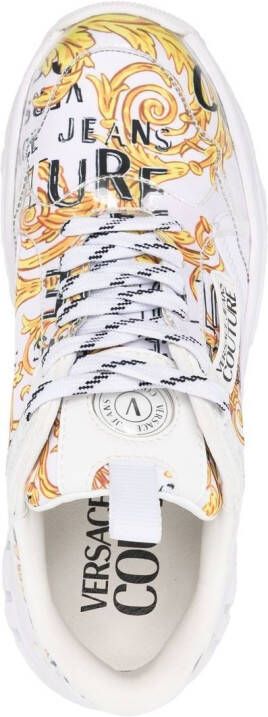 Versace Jeans Couture baroque-pattern lace-up sneakers White