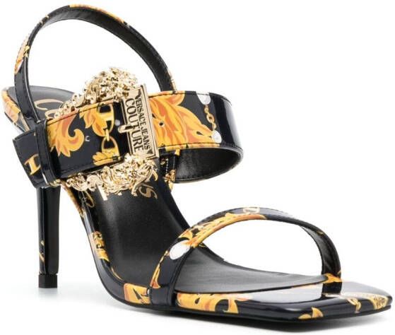 Versace Jeans Couture baroque-print 85mm square-toe sandals Black