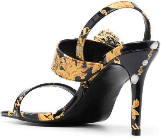 Versace Jeans Couture baroque-print 85mm square-toe sandals Black