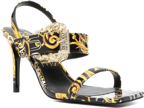 Versace Jeans Couture baroque-print 90mm square-toe sandals Black