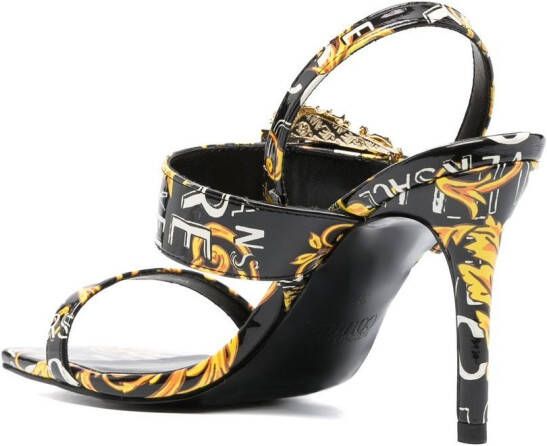 Versace Jeans Couture baroque-print 90mm square-toe sandals Black