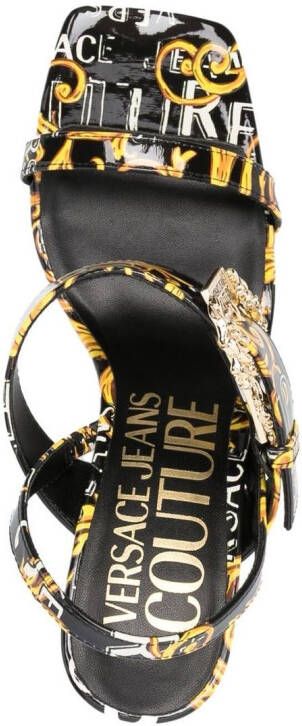 Versace Jeans Couture baroque-print 90mm square-toe sandals Black