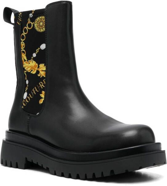 Versace Jeans Couture Baroque-print ankle boots Black