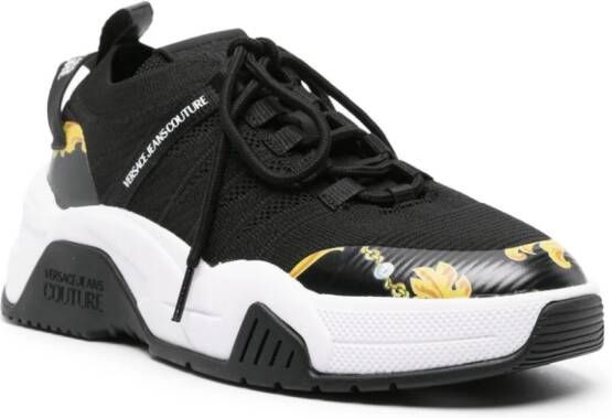 Versace Jeans Couture baroque-print leather sneakers Black
