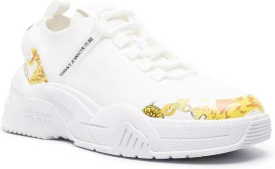 Versace Jeans Couture baroque-print leather sneakers White