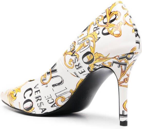 Versace Jeans Couture baroque-print logo pumps White