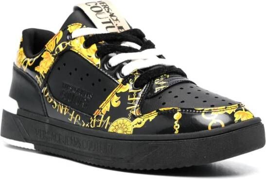 Versace Jeans Couture Chain Couture-print leather sneakers Black