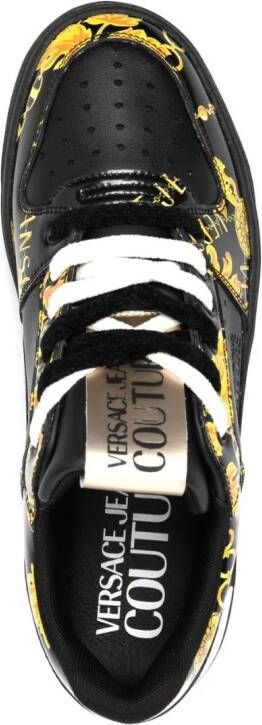 Versace Jeans Couture Chain Couture-print leather sneakers Black