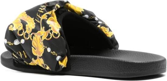 Versace Jeans Couture Chain Couture-print padded slides Black