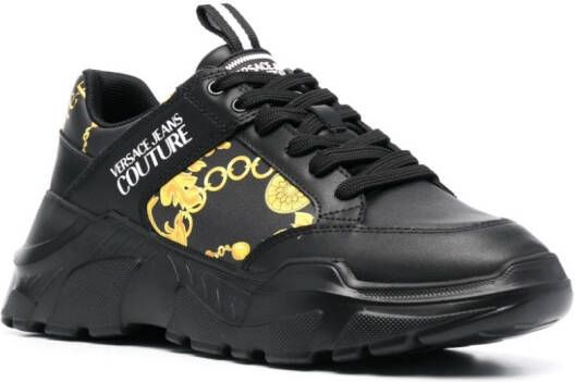 Versace Jeans Couture chain-link print leather low-top sneakers Black