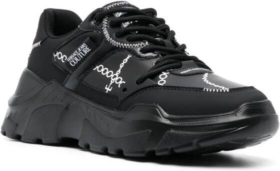 Versace Jeans Couture chain-link print leather sneakers Black