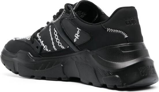 Versace Jeans Couture chain-link print leather sneakers Black