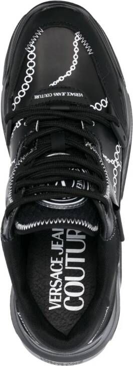 Versace Jeans Couture chain-link print leather sneakers Black