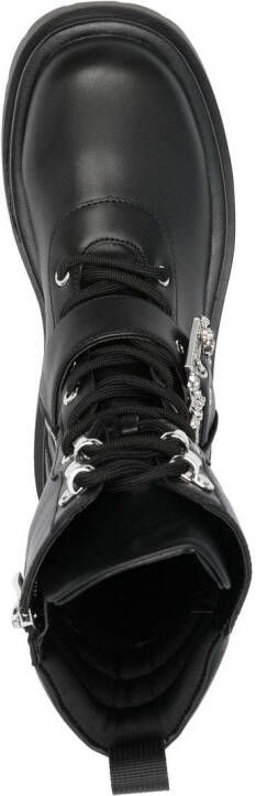 Versace Jeans Couture Drew baroque-buckle combat boots Black