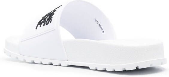 Versace Jeans Couture embossed-logo slides White