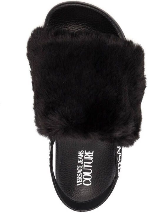 Versace Jeans Couture faux-fur slingback sandals Black