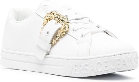 Versace Jeans Couture logo-buckle leather sneakers White